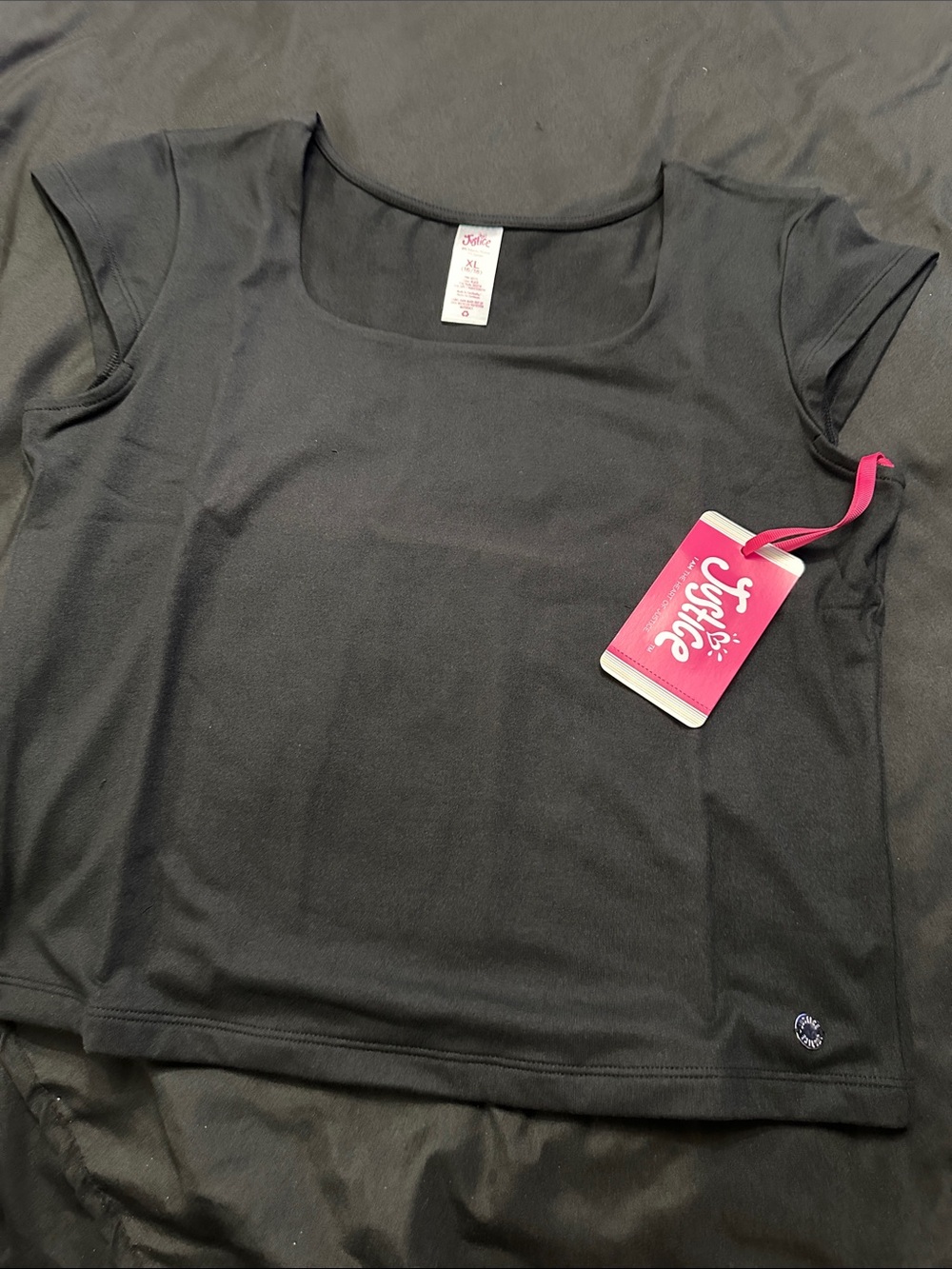 Justice Black Scoop Neck Crop Top with Tag